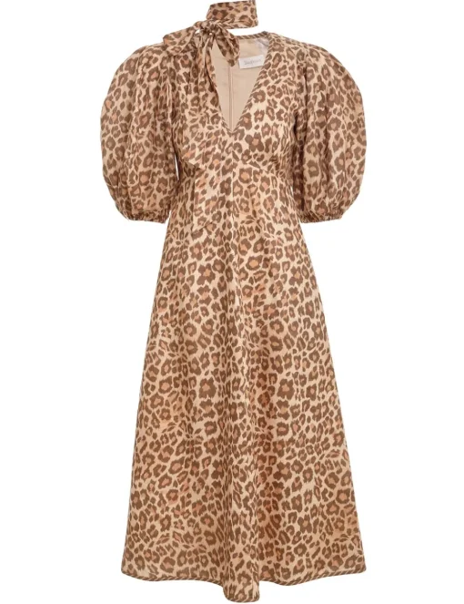 Tie Neck Midi Dress