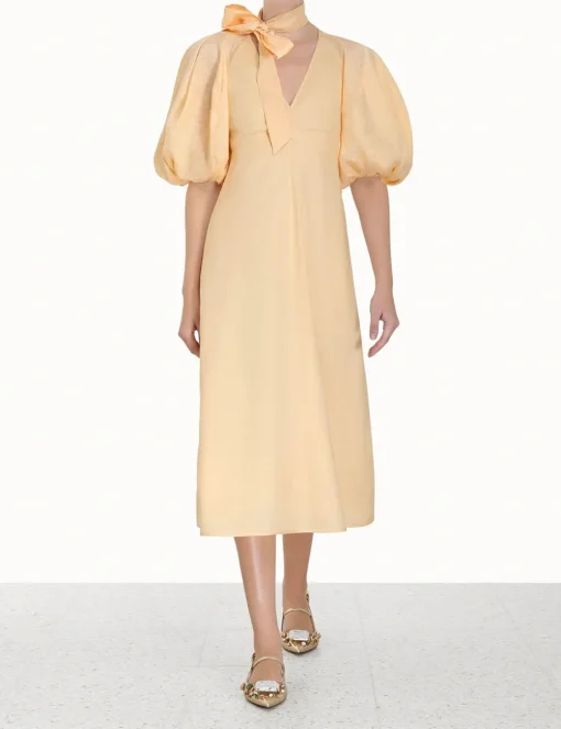Tie Neck Midi Dress