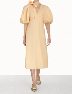 Tie Neck Midi Dress