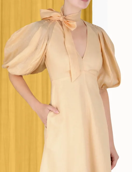 Tie Neck Midi Dress