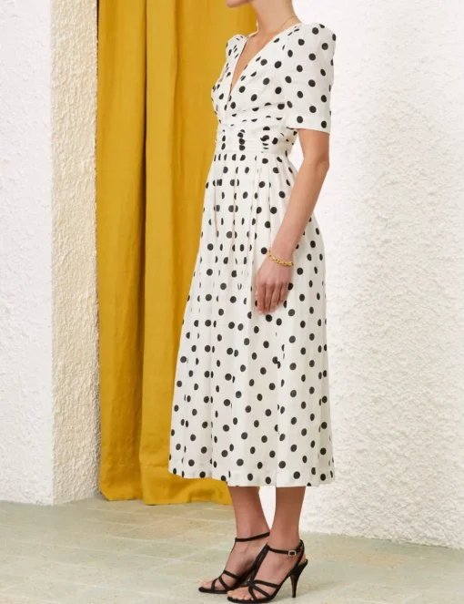 V Neck Midi Dress