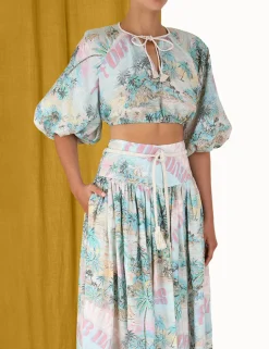 Vacay Puff Sleeve Crop Top